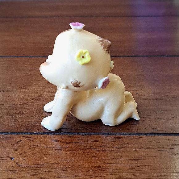 Vintage Nippon Japan Porcelain Kewpie Doll Blue Eyed Crawling Piano Baby Kitsch - Picture 4 of 8